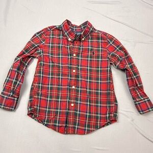 Ralph Lauren Boys Plaid Shirt Size 5 Preppy Red Tartan Button Down